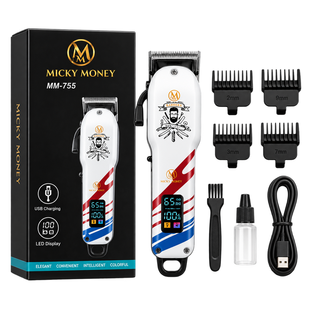 MM755 Hair Clipper — Barber Grade, 8 Guide Combs