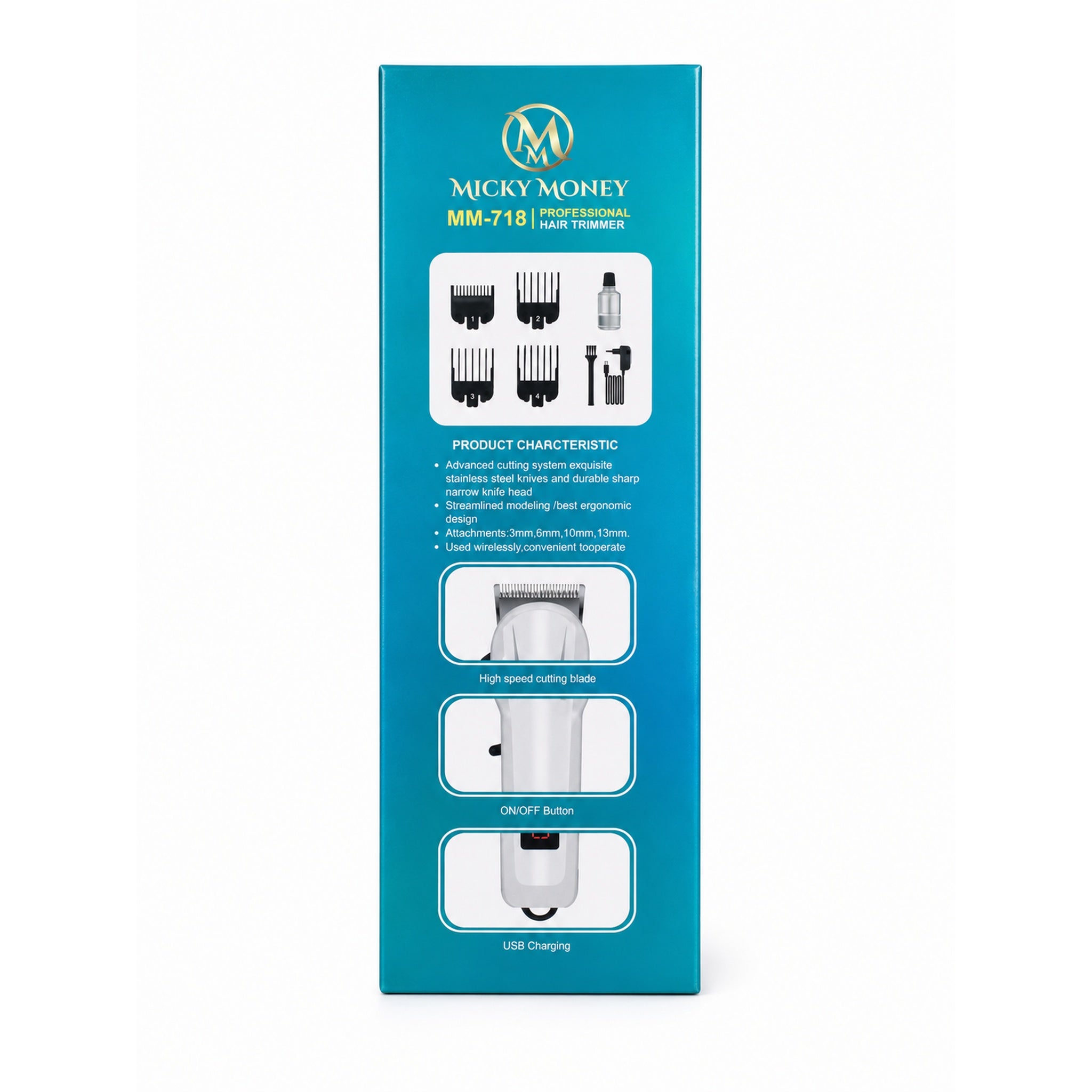 MM718 Hair Trimmer — Cordless, 180-Min Runtime
