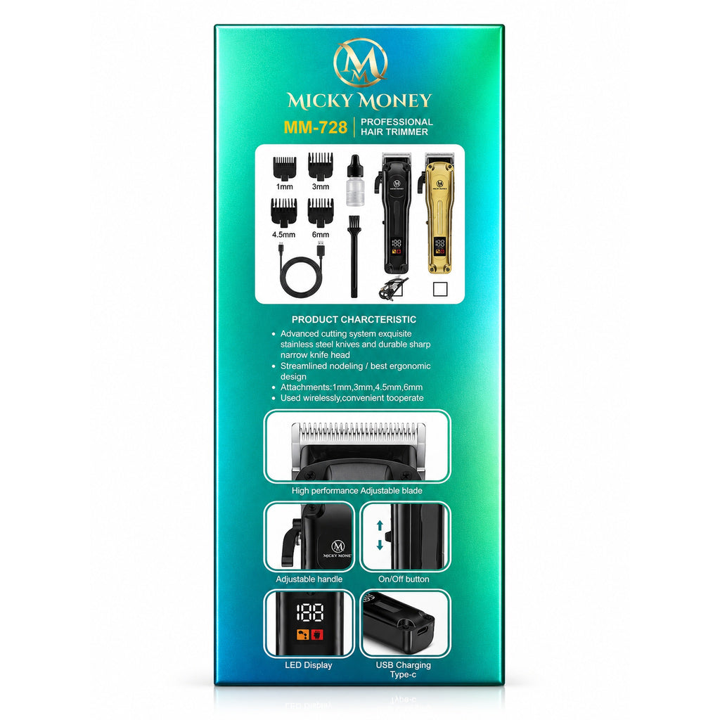 MM728 Hair Trimmer — USB-C, 210-Min Runtime