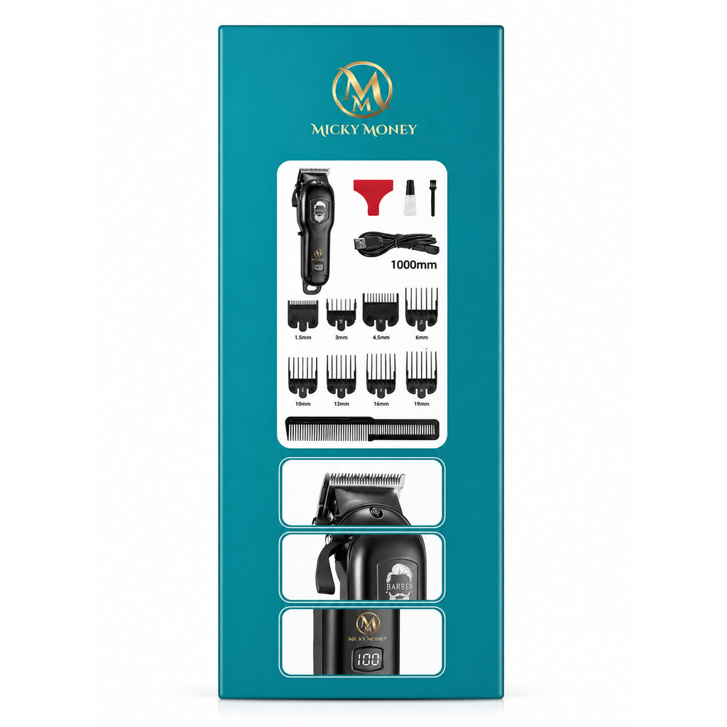 MM754 Hair Clipper — Barber Grade, 8 Guide Combs