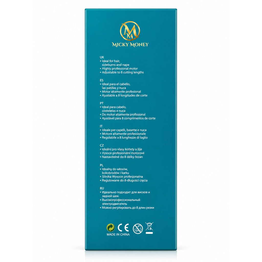 MM754 Hair Clipper — Barber Grade, 8 Guide Combs