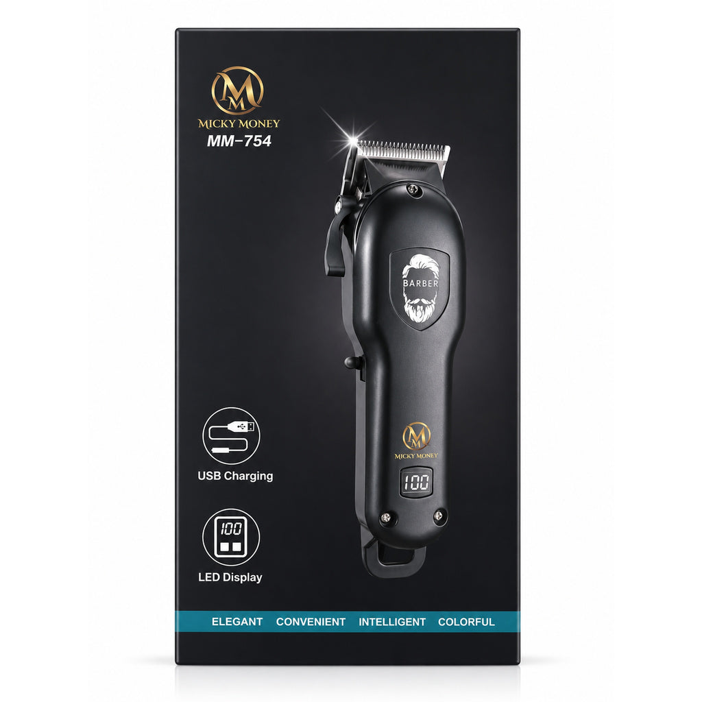 MM754 Hair Clipper — Barber Grade, 8 Guide Combs