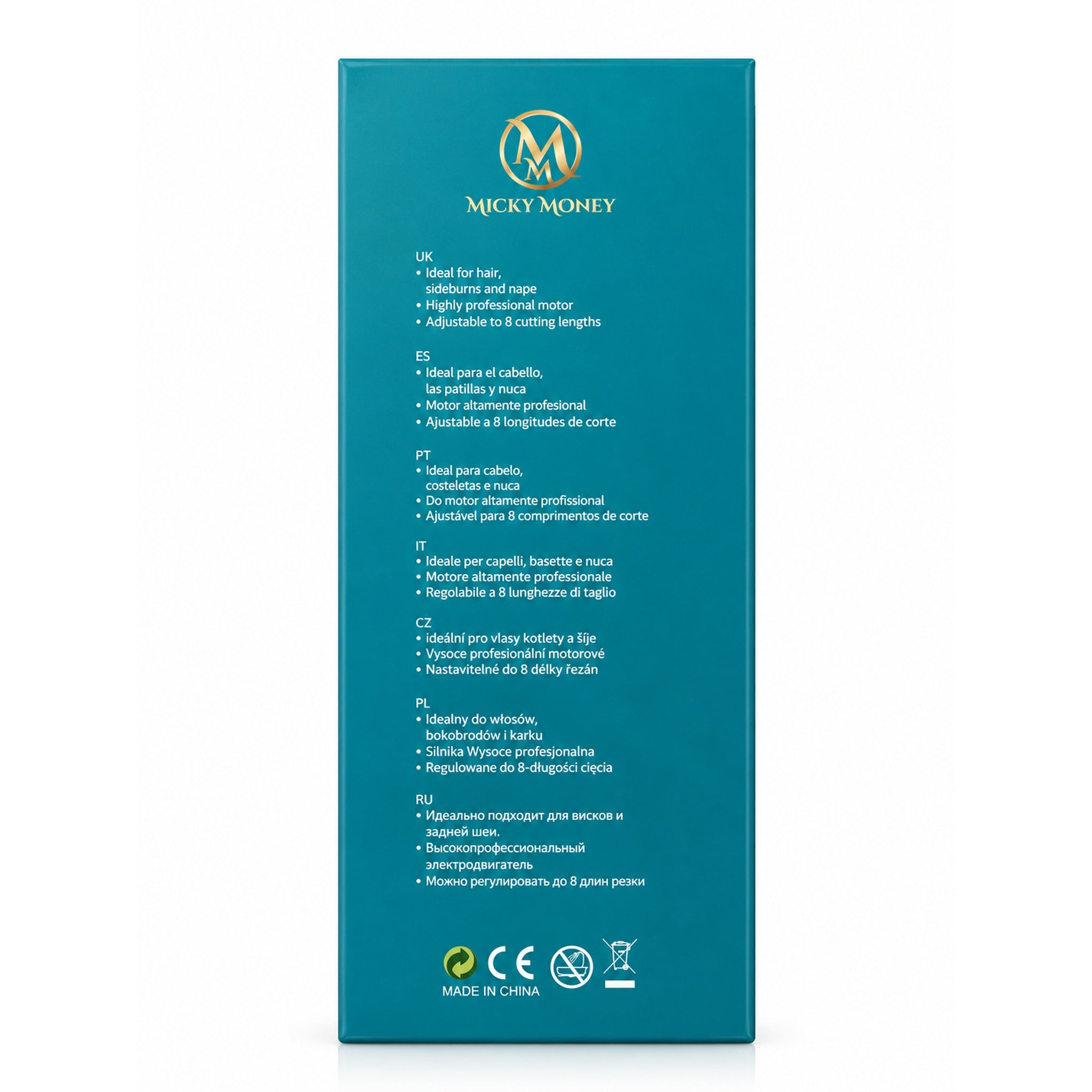 MM755 Hair Clipper — Barber Grade, 8 Guide Combs